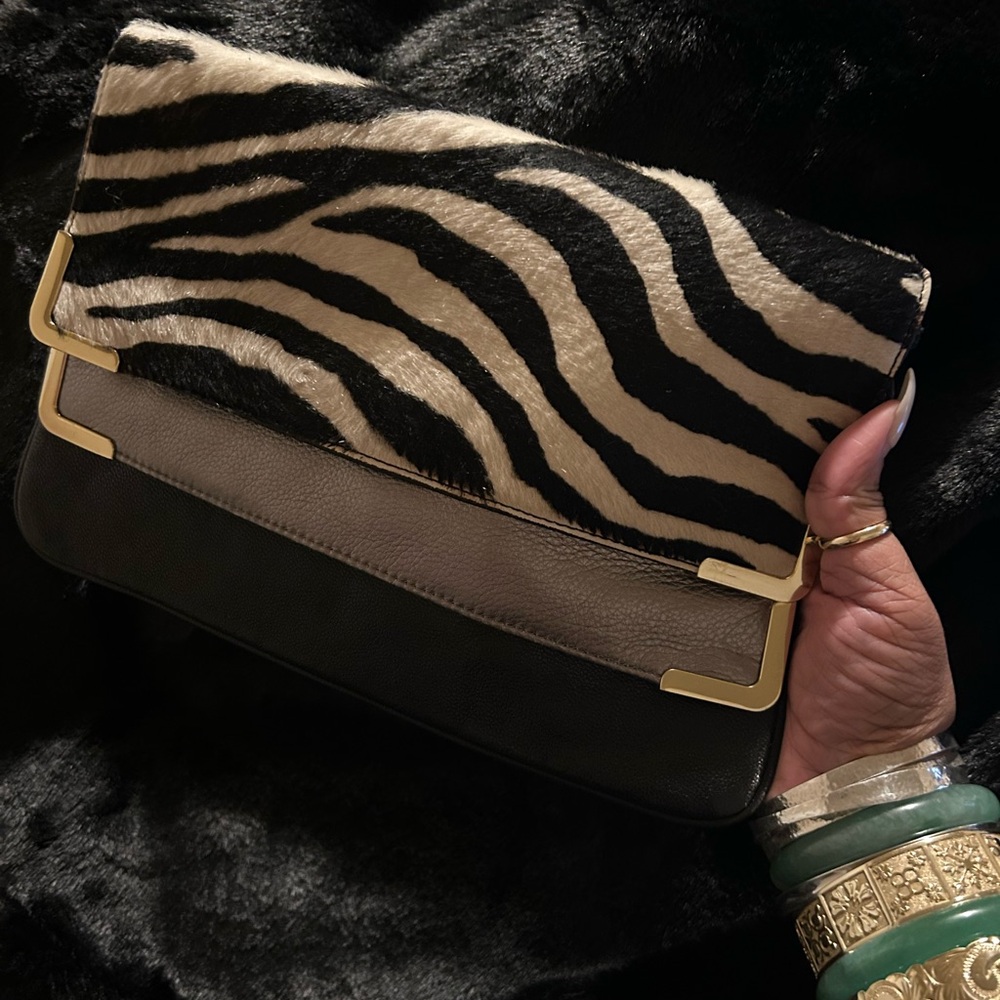 Michael Kors Calf Hair & Leather Clutch